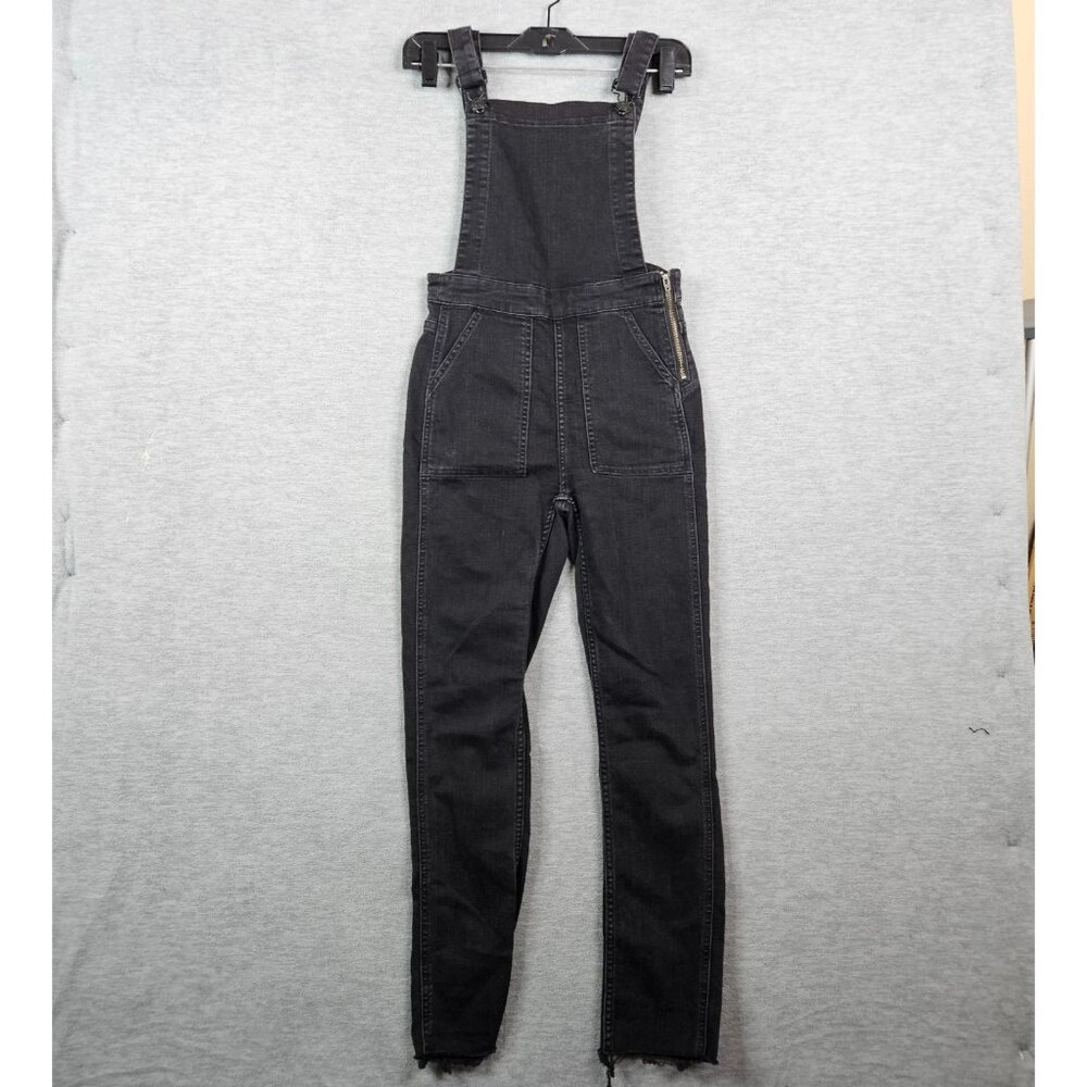 Madewell Women's Zipper Overalls Black Skinny Leg Dark Wash Size XS